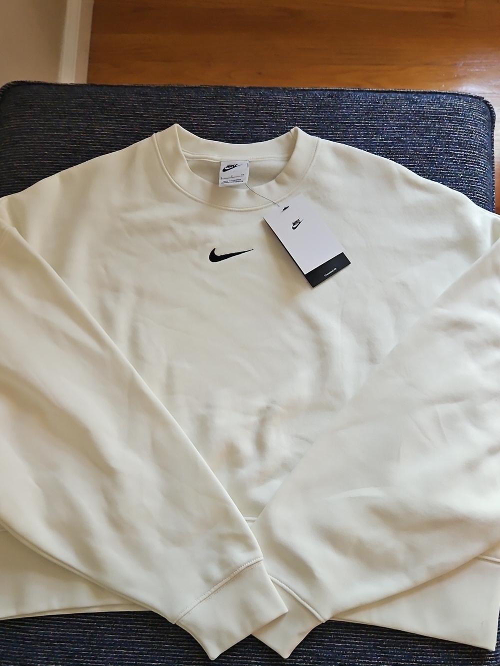 Nike Cream Crewneck Sweatshirt with Black Swoosh